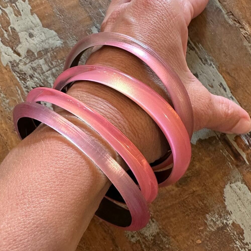 Alexis Bittar Lucite Tapered Bangles Bracelet Set of 4- Pink
